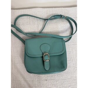 Vera Pelle Crossbody Bag Soft Italian Leather  Small Blue Teal Adjustable  Strap
